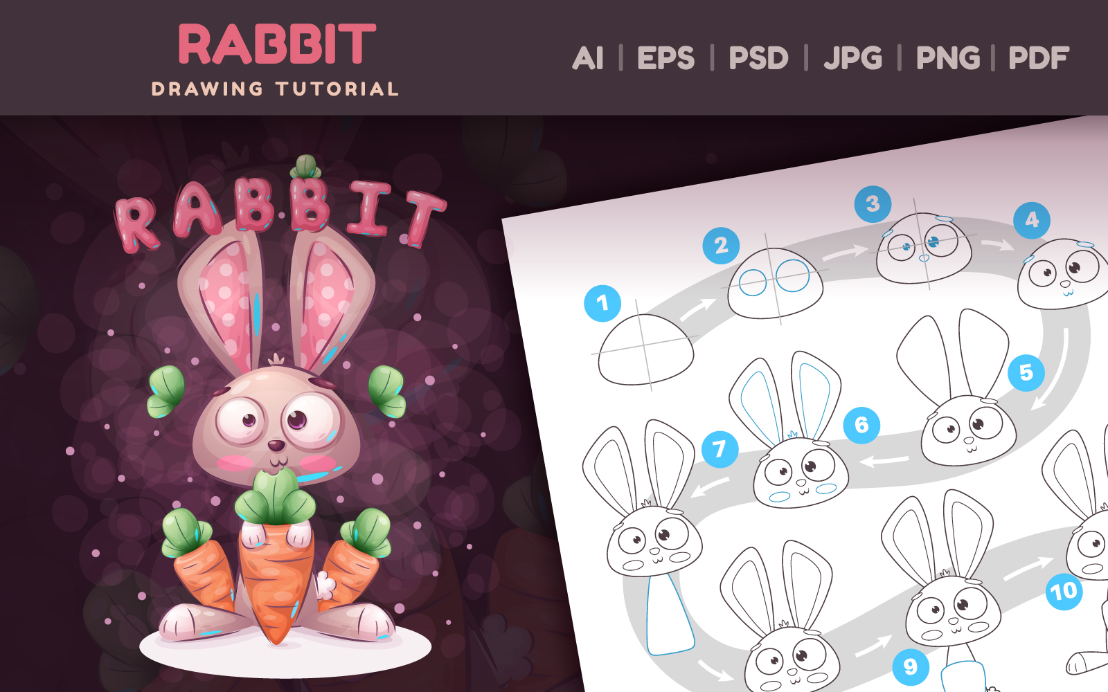 How to Draw Rabbit Step by Step Drawing lesson, Graphics Illustration