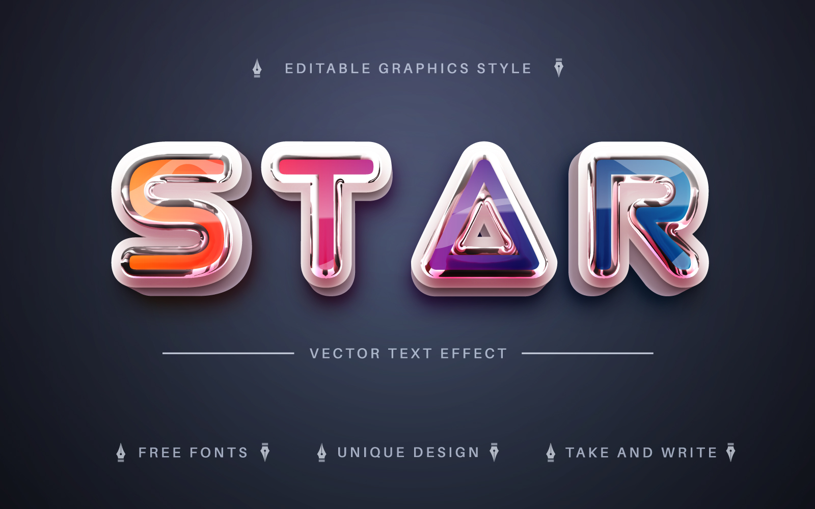 Star Rainbow - Editable Text Effect, Font Style, Graphics Illustration