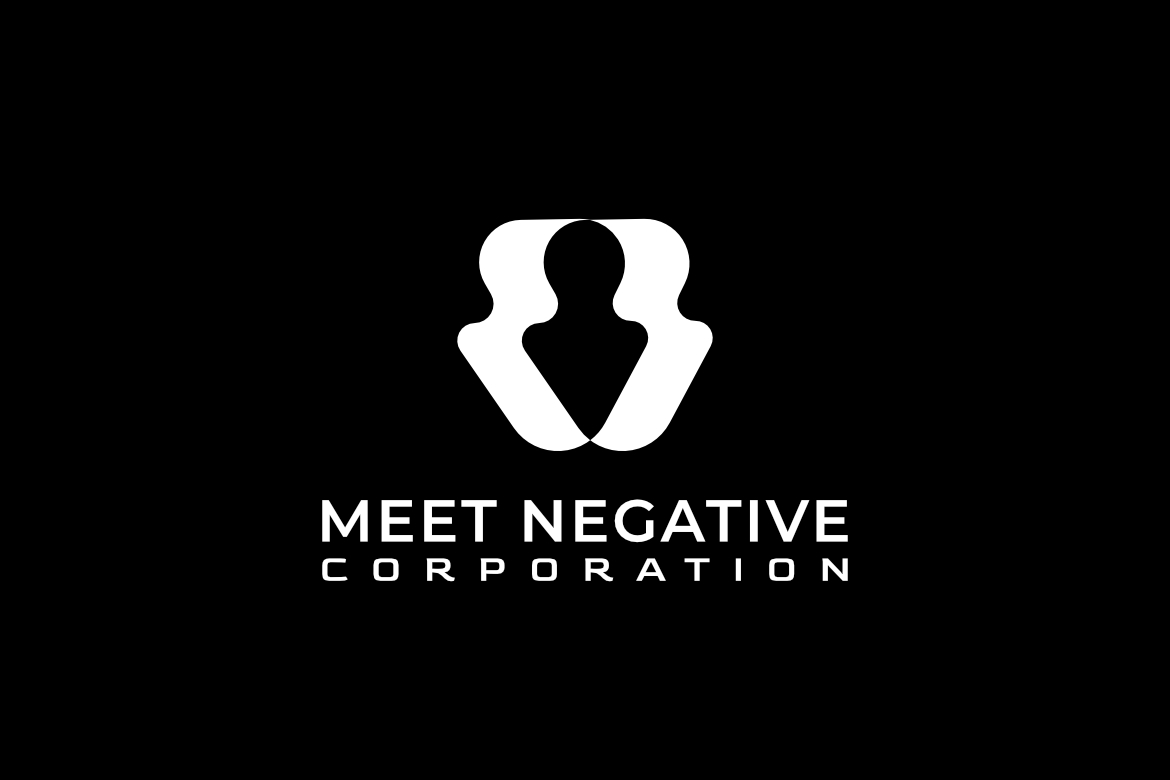 Negative Space Man Flat Logo