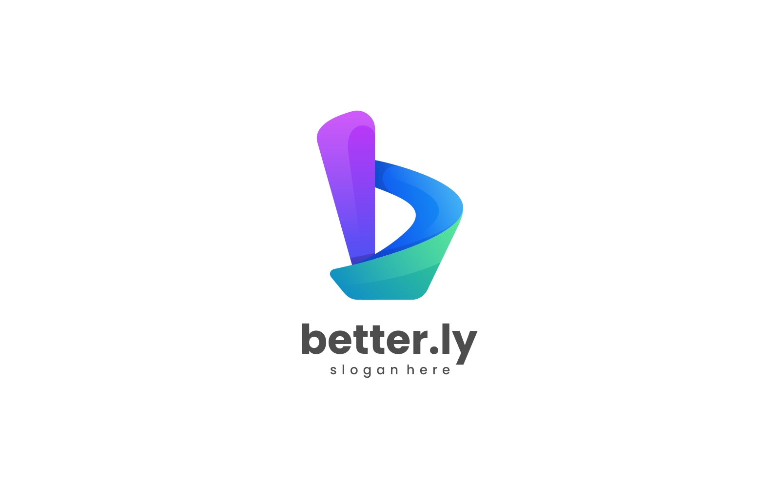 Letter B Gradient Logo Style - Blue, Purple and green Gradient Design