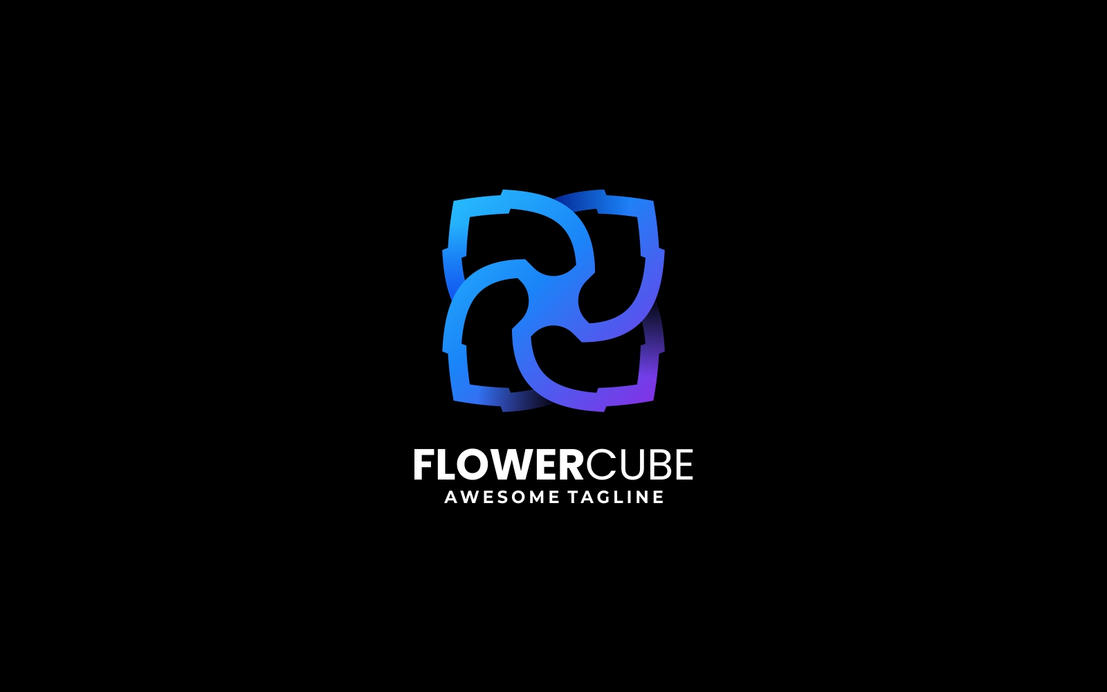 Flower Cube Line Art Logo