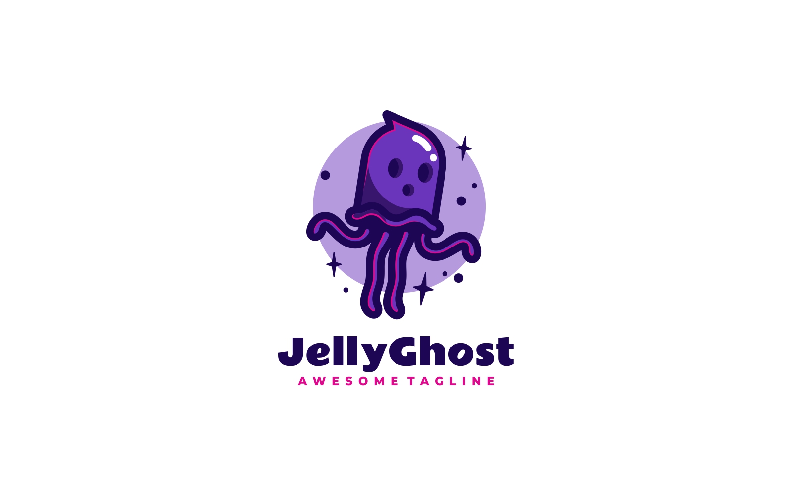 Jellyfish Ghost Cartoon Logo