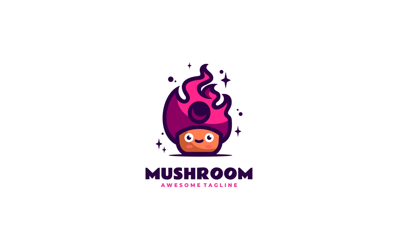 Mushroom Fire Simple Mascot Logo
