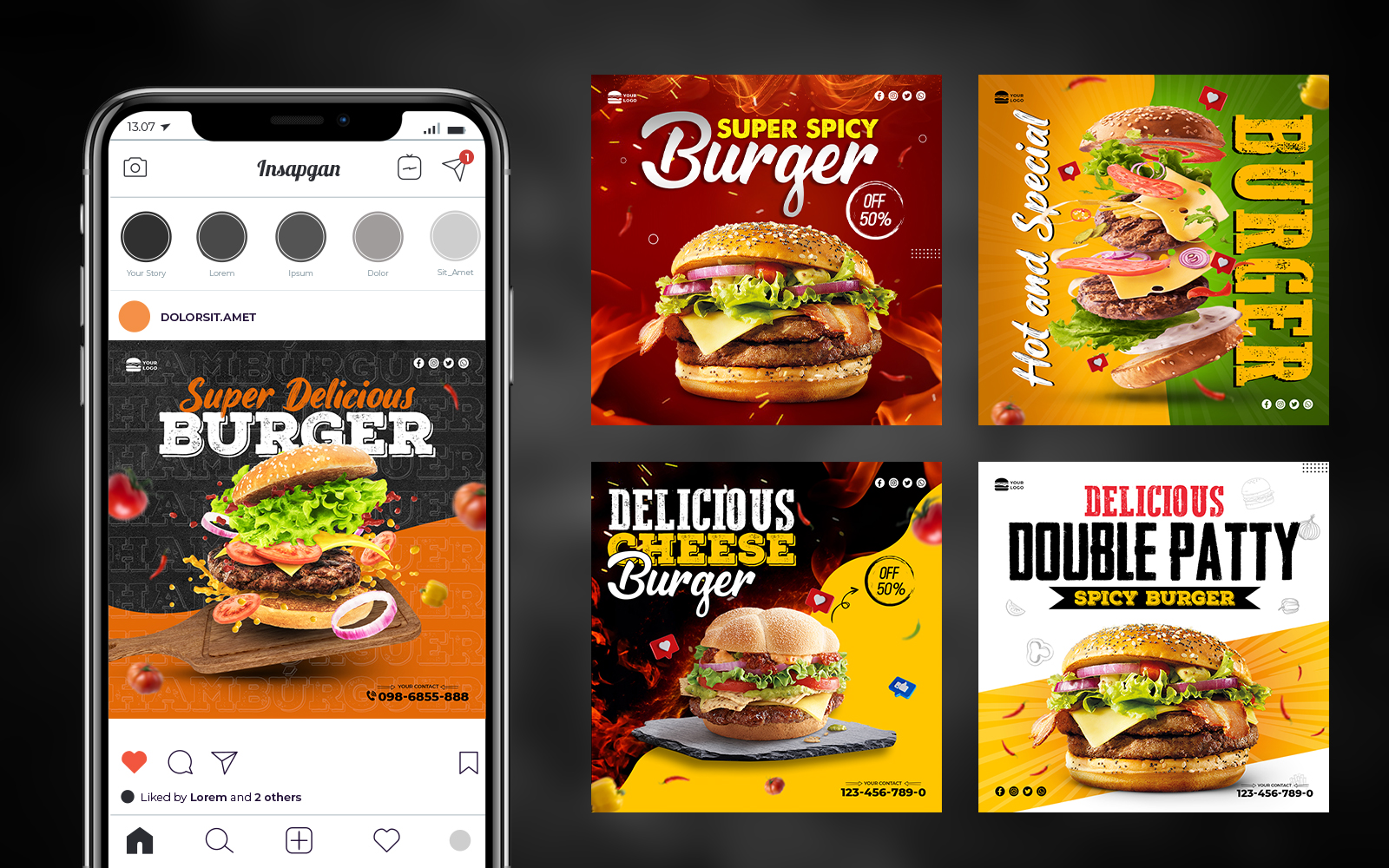 Burger Social Media Templates