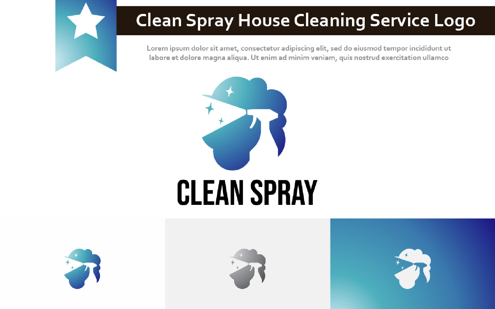 Clean Spray House Cleaning Service Negative Space Logo