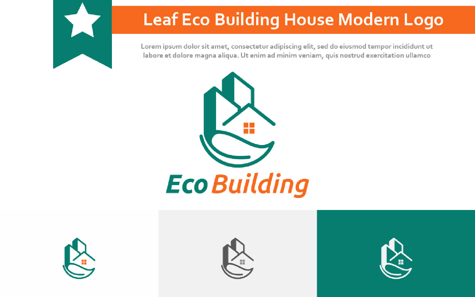 Leaf Eco Building House Hotel Flat Apartment Simple Modern Logo