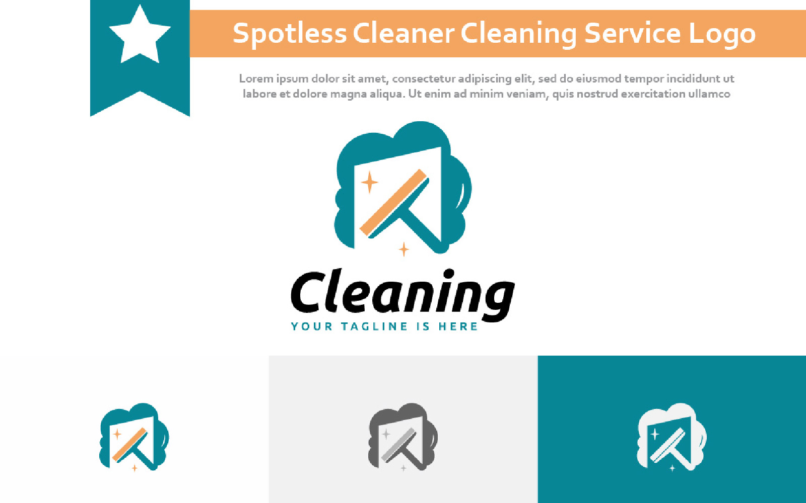 Spotless House Window Cleaner Cleaning Service Logo Template