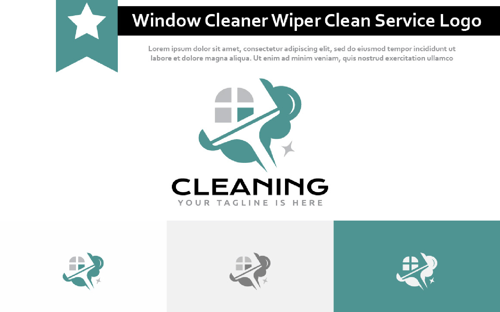 Spotless House Window Cleaner Wiper Clean Service Logo Template