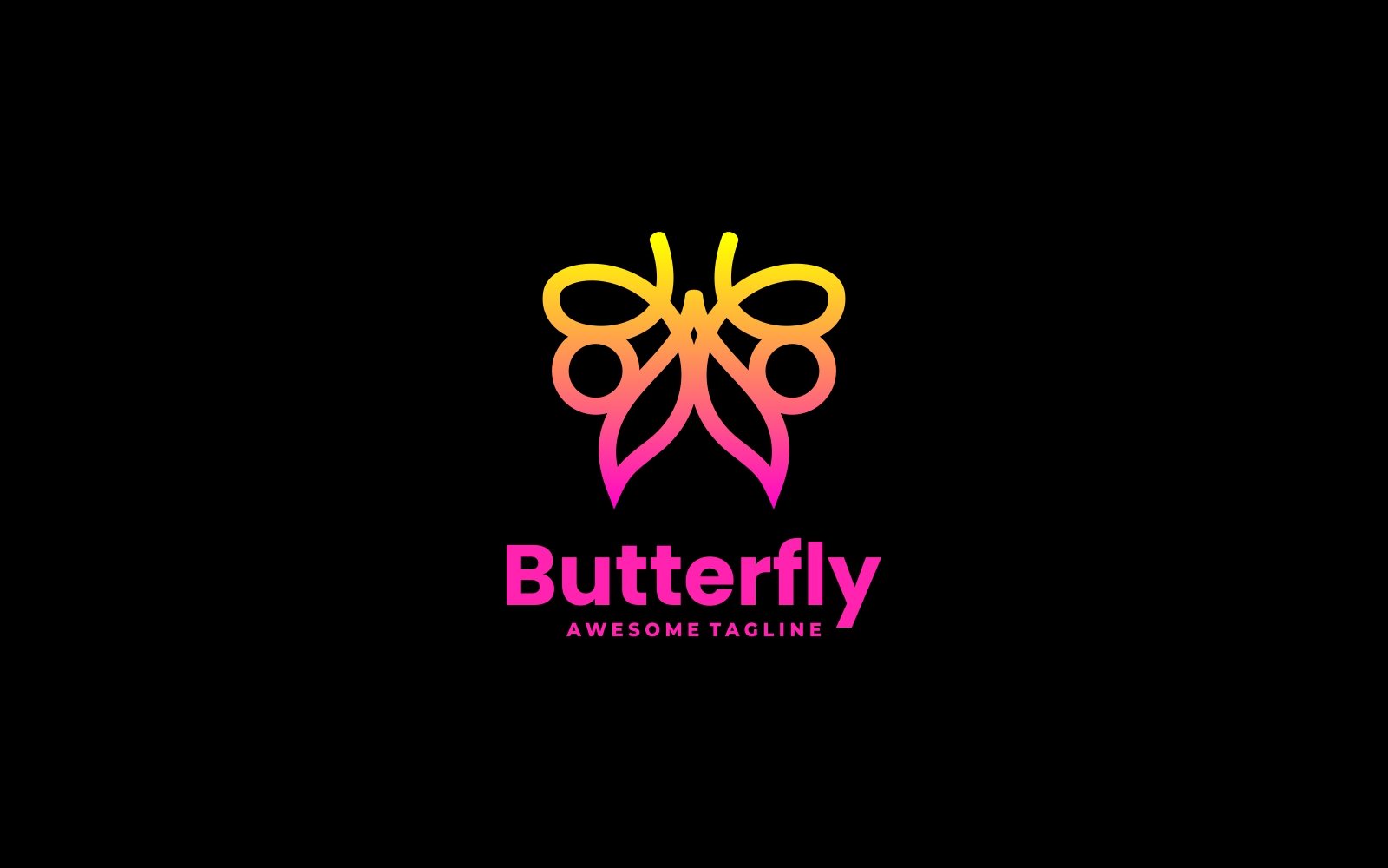 Butterfly Gradient Line Art Logo Design