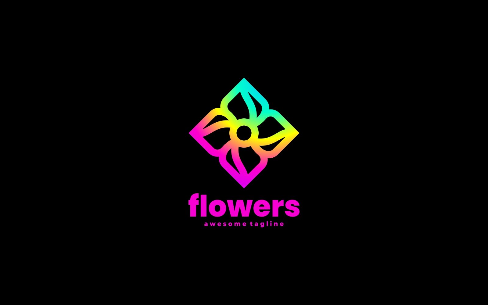 Flower Line Gradient Colorful Logo
