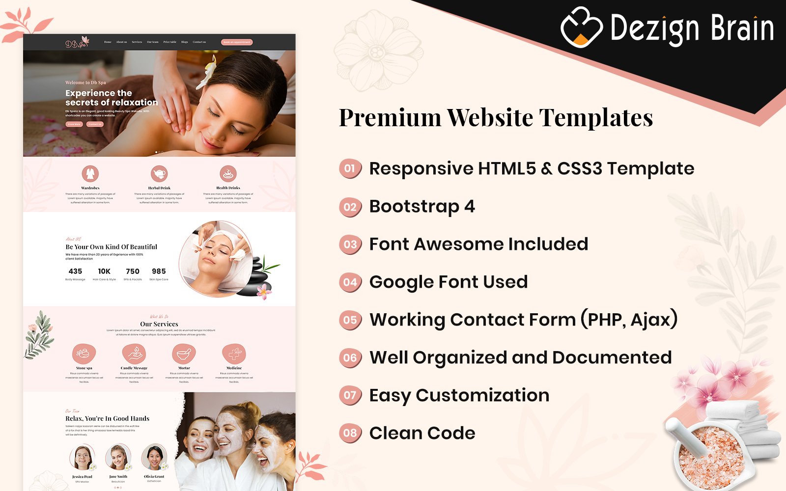 DB Spa & Beauty - Bootstrap Landing Page Template
