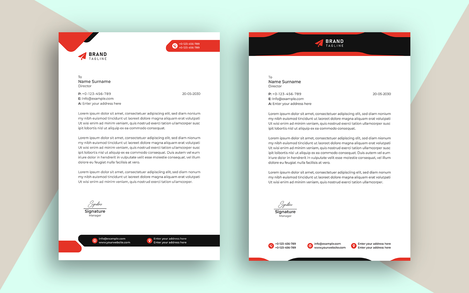 Corporate Style Business Letterhead Design Vector Template