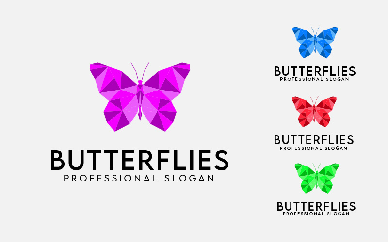 5 Butterfly Abstract Logo -Poly Logo