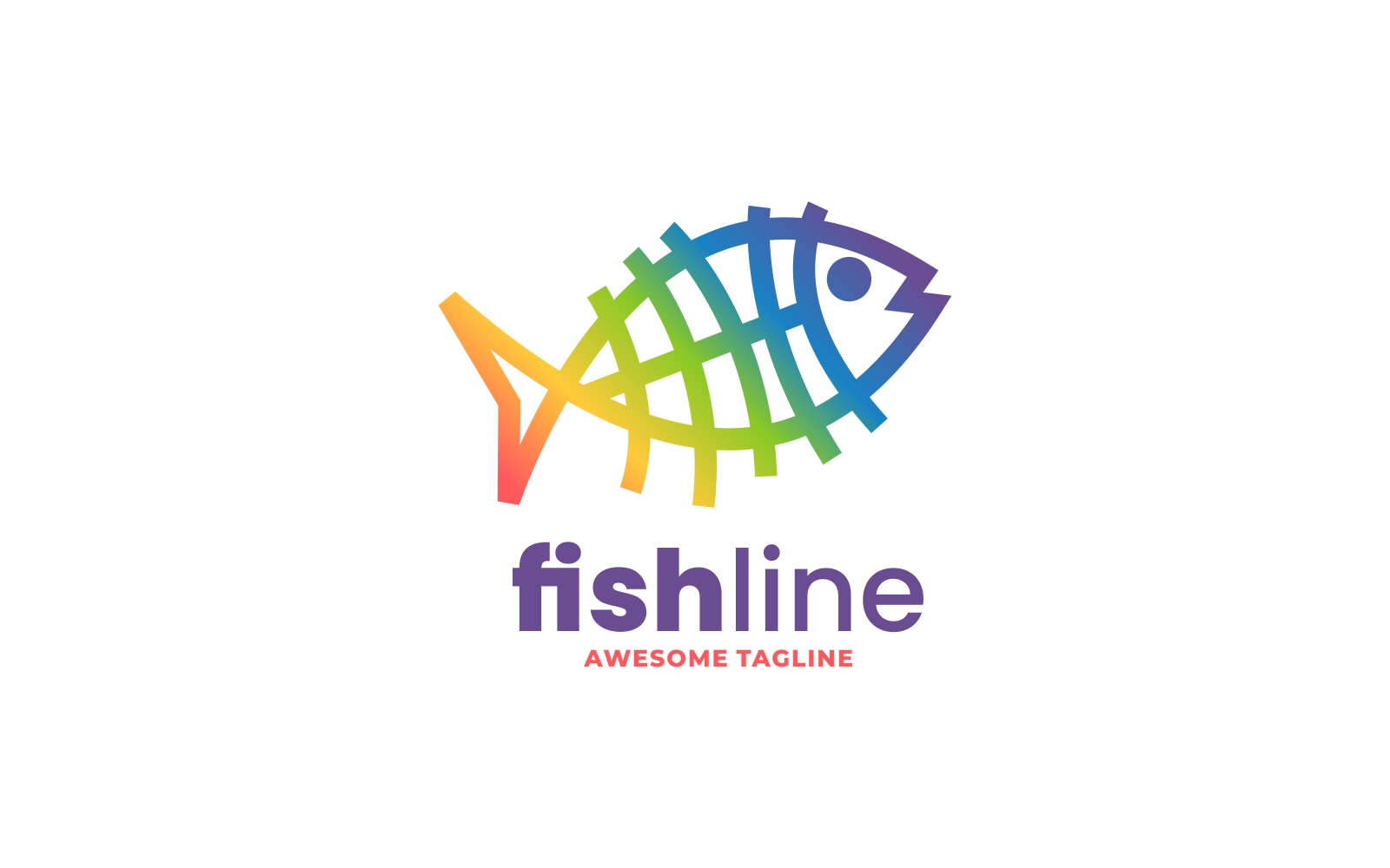 Fish Line Gradient Colorful Logo
