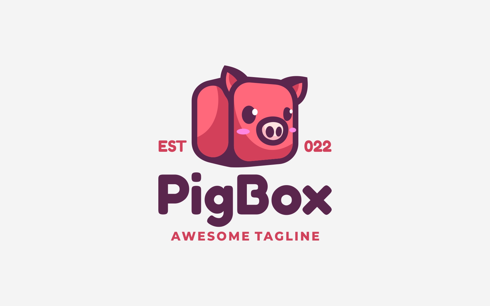 Pig Box Simple Mascot Logo Style