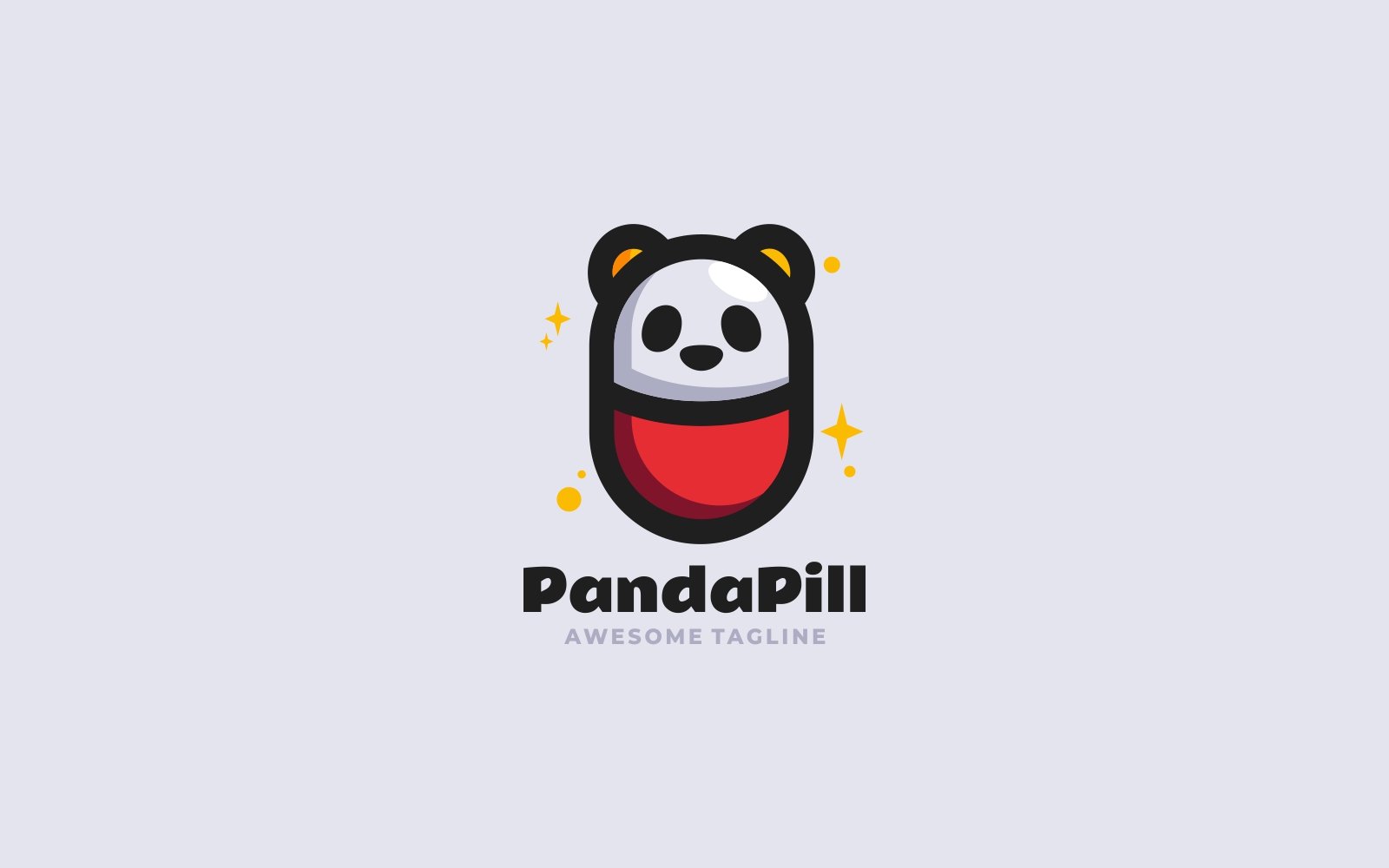 Panda Pill Simple Mascot Logo