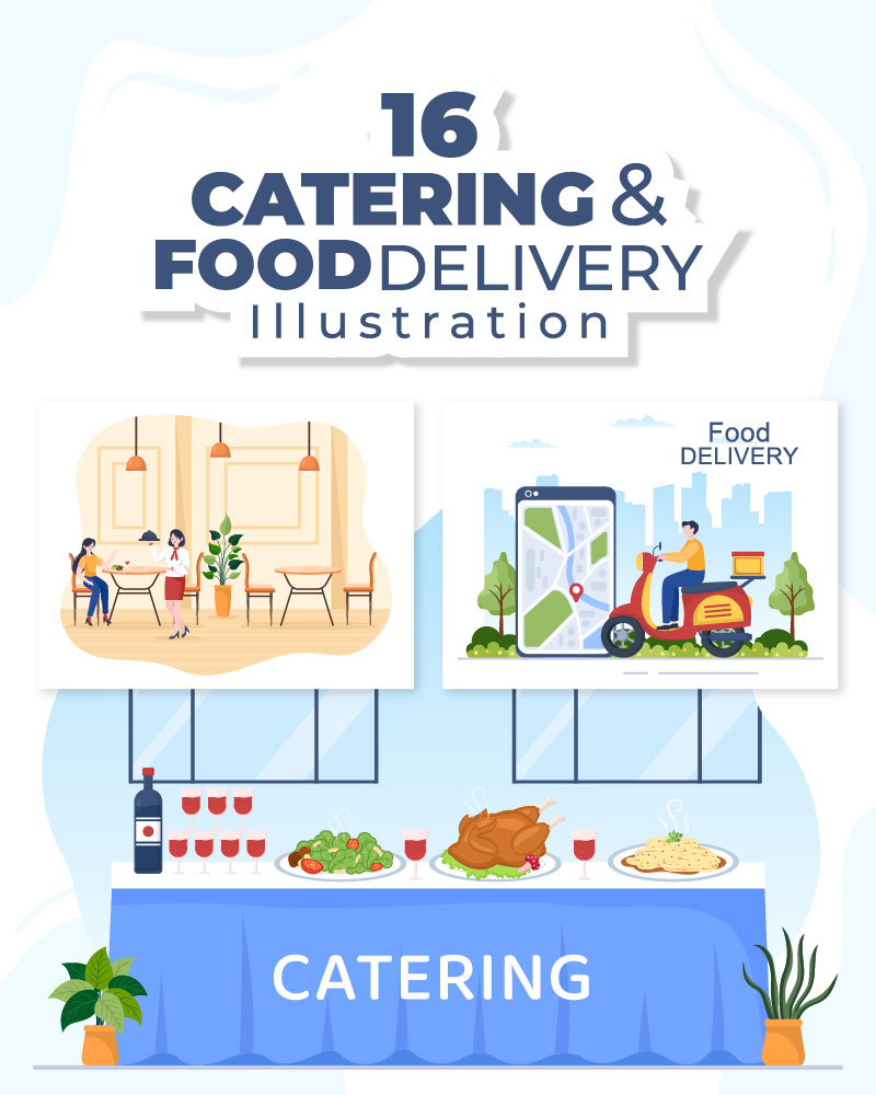 16 Catering Service and Food Delivery Illustration