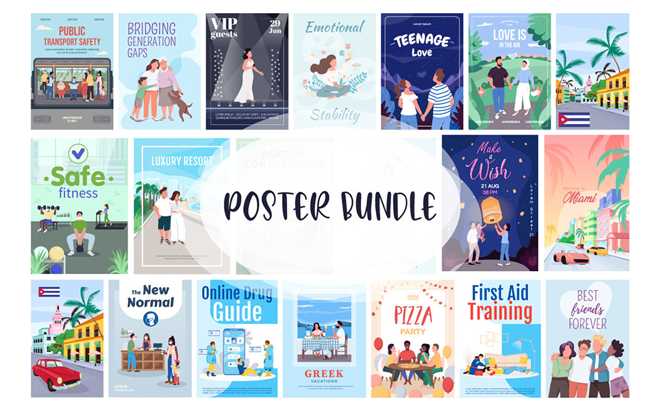 Poster Template Bundle Illustration