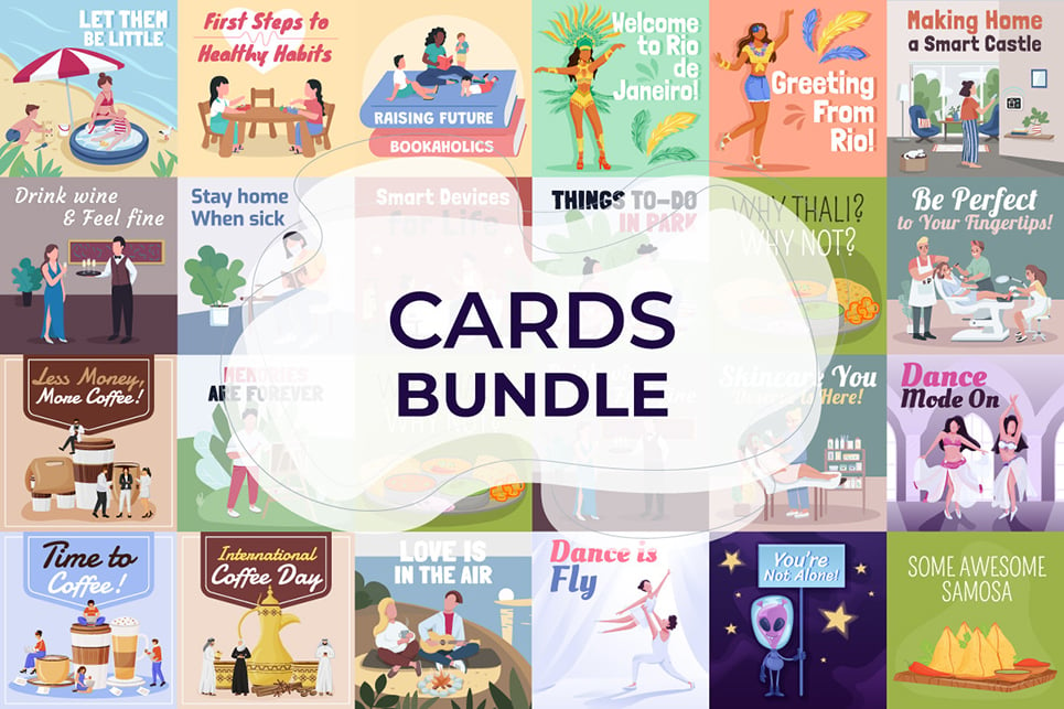 Different Topic Cards Template Bundle