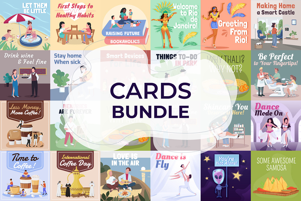 Different Topic Cards Template Bundle