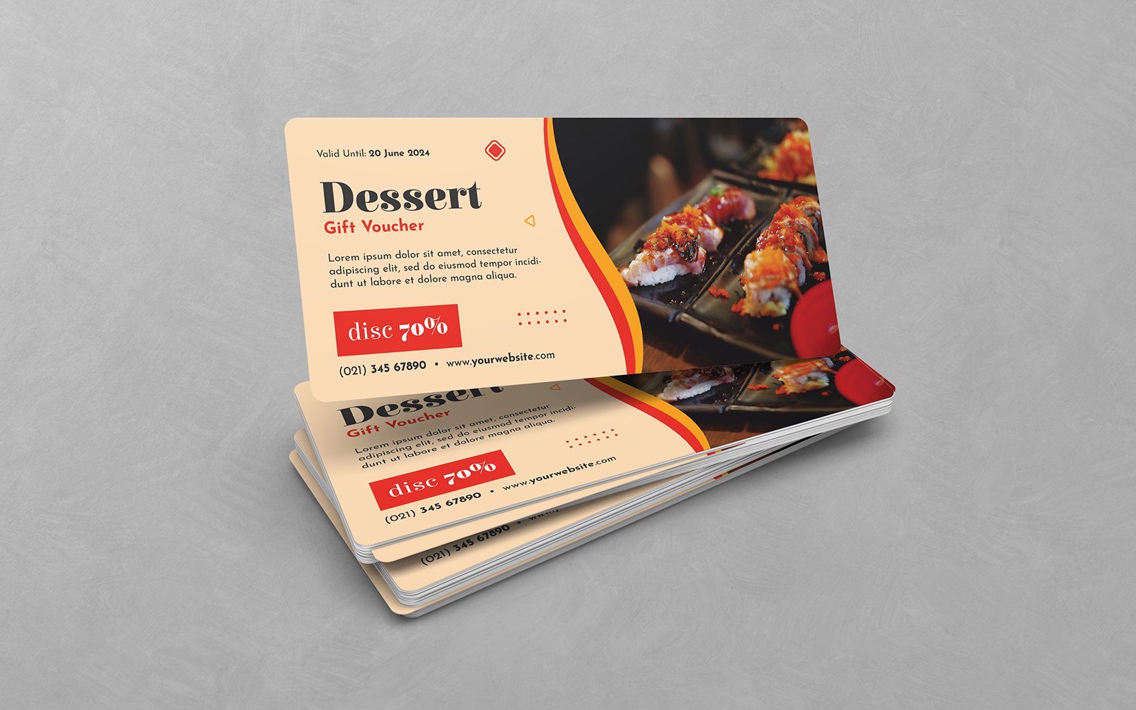 Dessert Food Gift Voucher PSD Templates