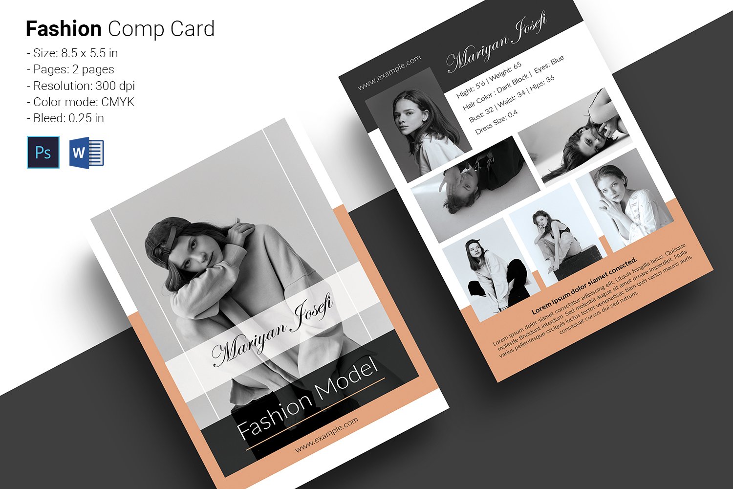 Model Comp Card Corporate Identity Template