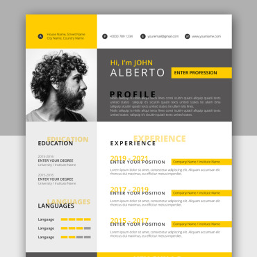 And Yellow Resume Templates 247479