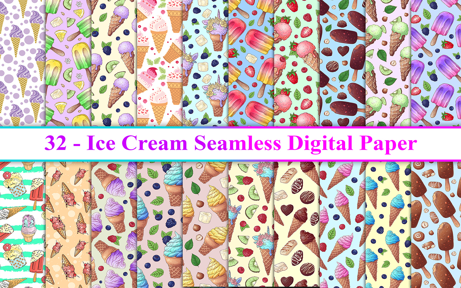 Ice Cream Seamless Pattern Background