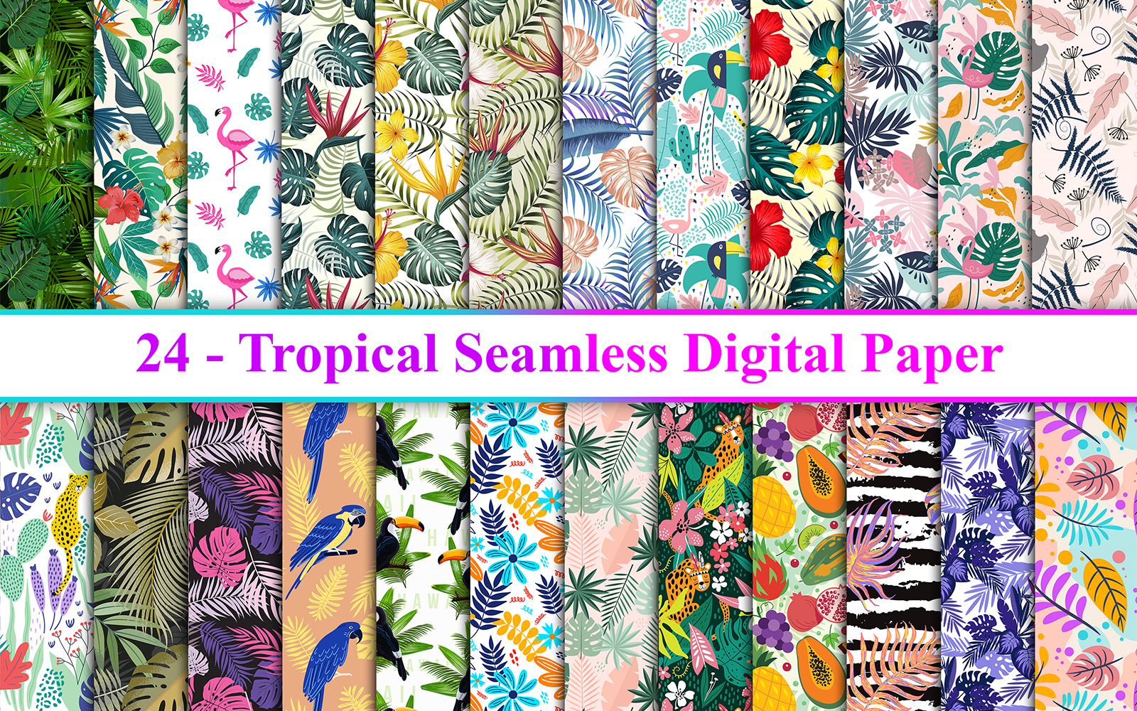 Tropical Seamless Digital Paper, Tropical Background