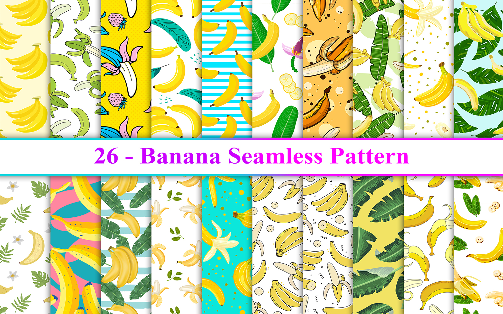 Banana Seamless Pattern, Banana Background