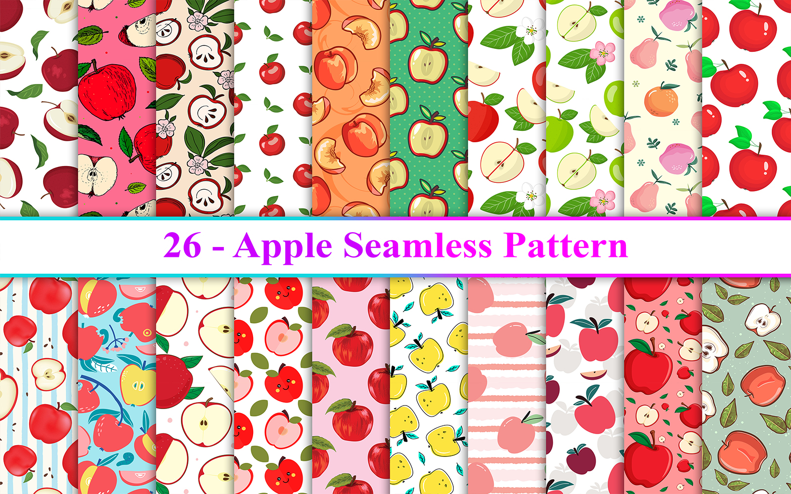 Apple Seamless Pattern, Apple Background