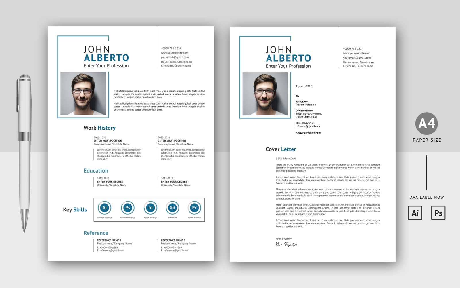 Clean and Smart Design CV Layout Printable Resume Template