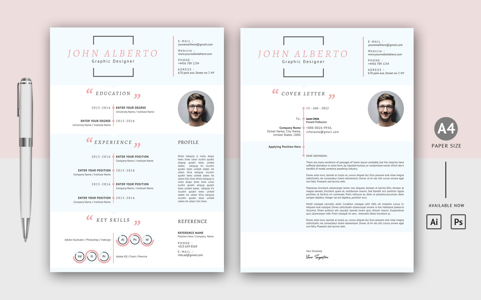 Simple and Clean Minimalist CV Layout Printable Resume Template