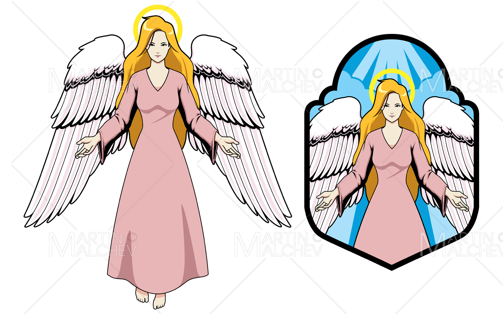 Angel Female Mascot 2 Vector Illustration