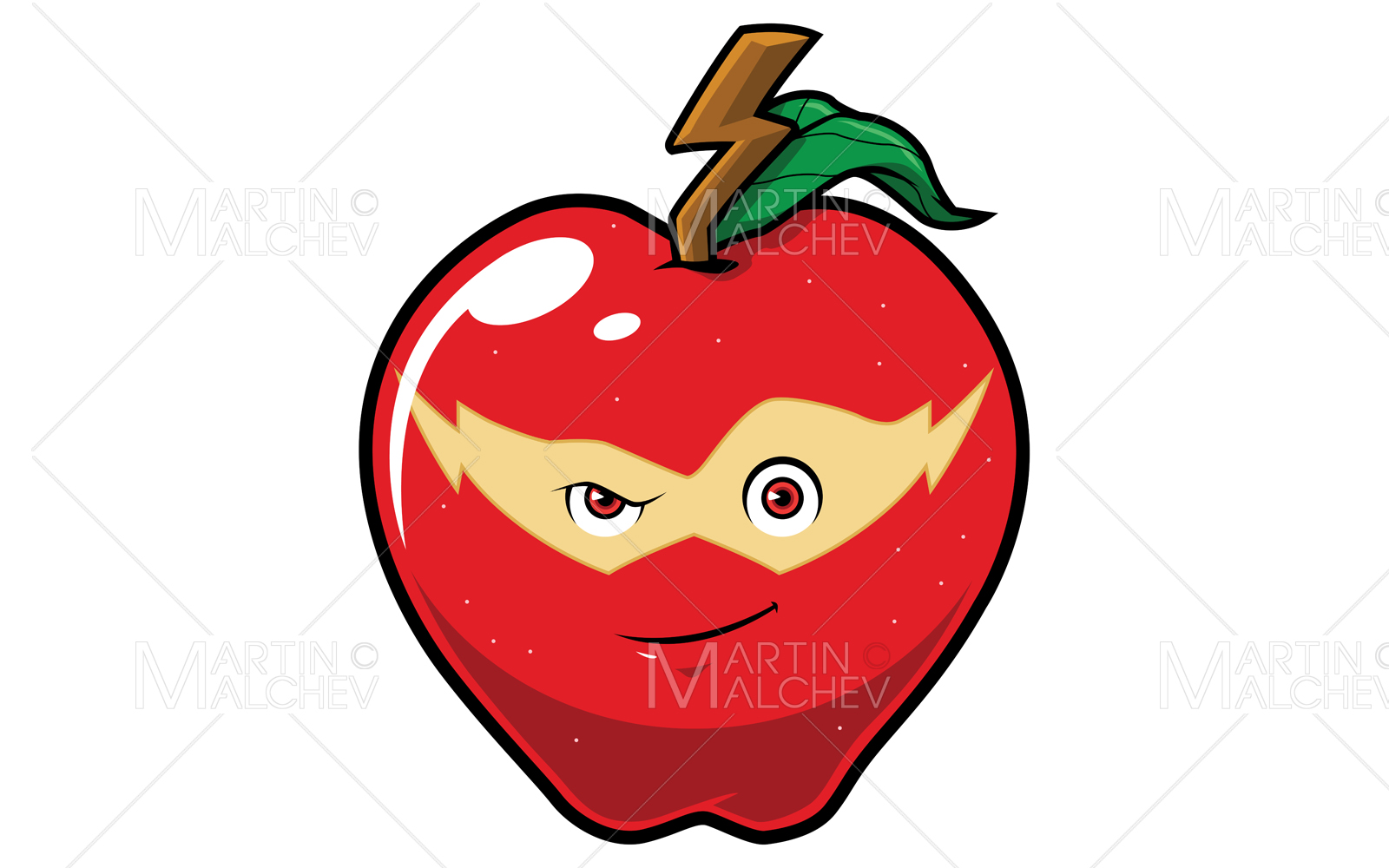 Apple Superhero Mascot Vector Illustration