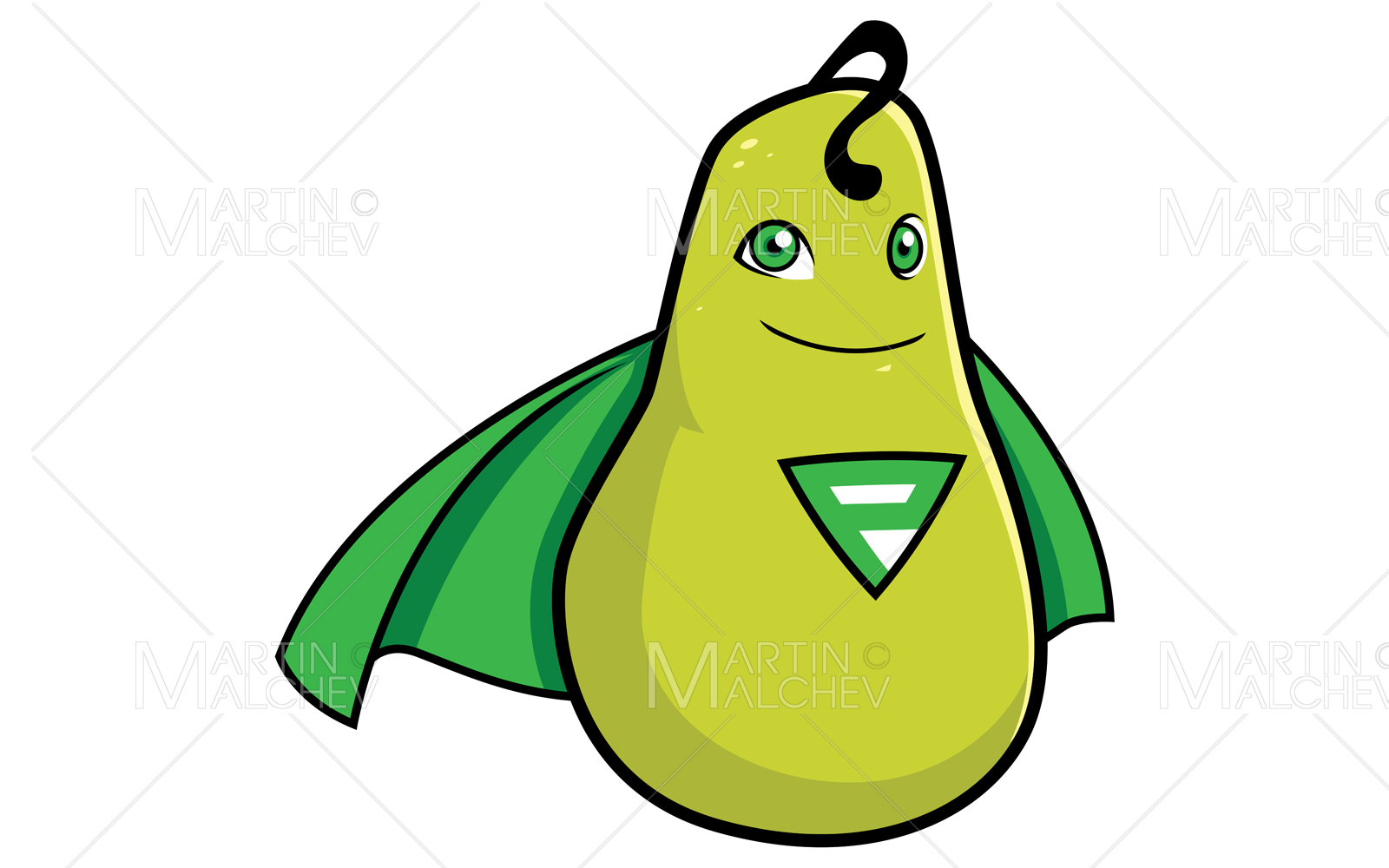 Pear Superhero Mascot Vector Illustration