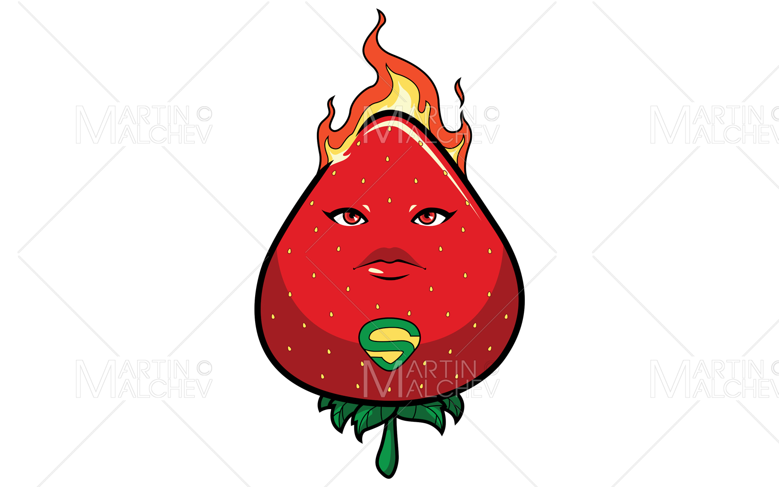 Strawberry Superhero Mascot Vector Illustration