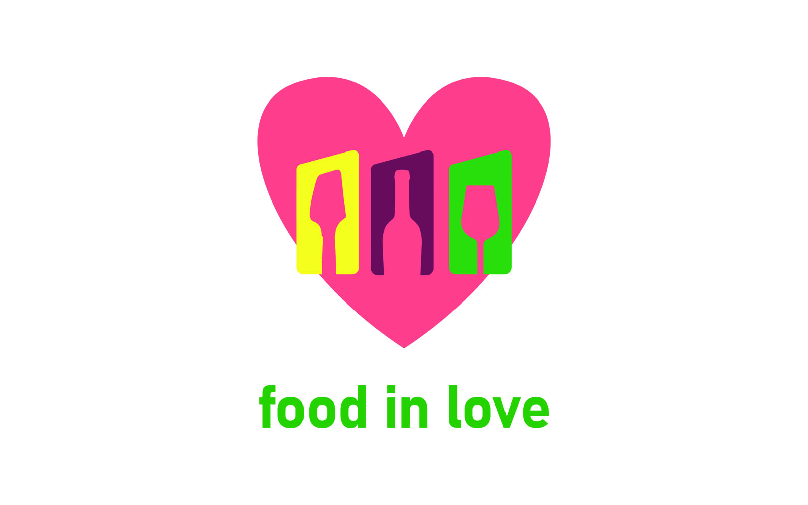 Food In Love Logo Template Vector Design Modern Graphic Business Illustration Icon Black Creative