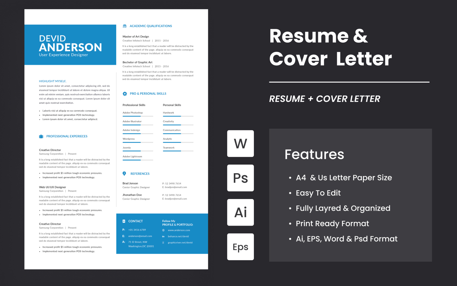 Elegant CV/ Resume And Cover Letter