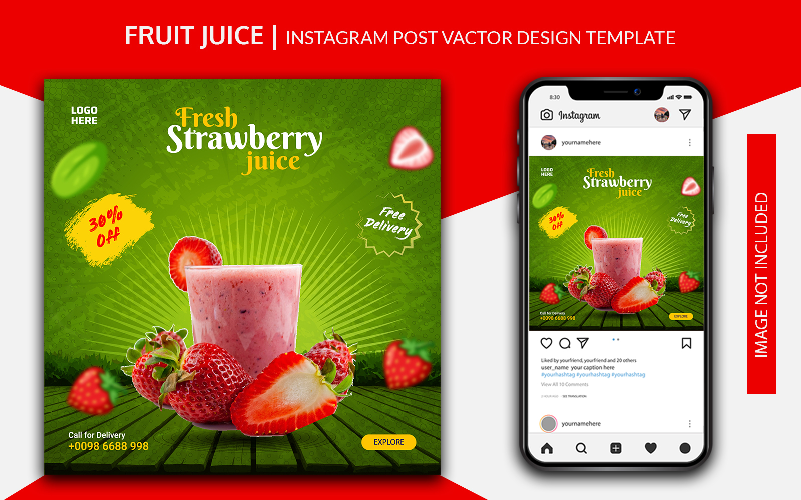 Fruits Juice Social Media Post Design Template | Instagram | Facebook