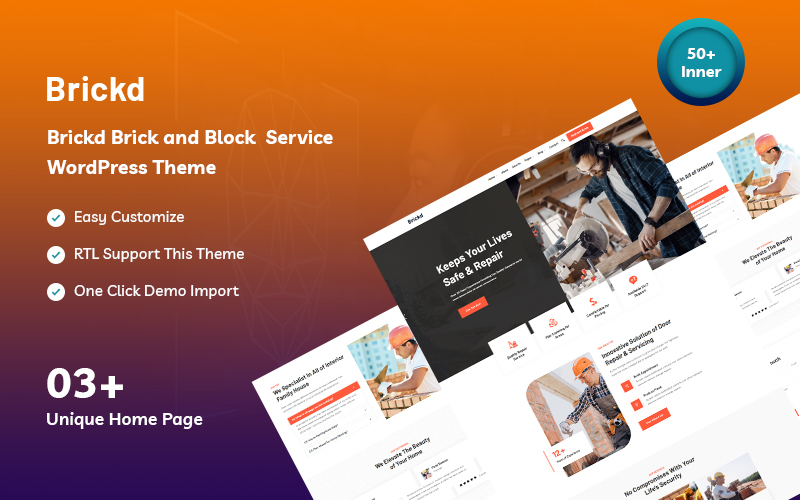 Brickd - Brick, Wood and Block  Service WordPress Theme