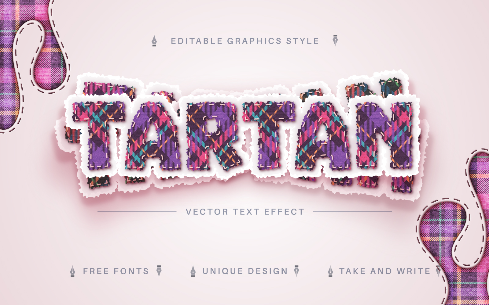 Tartan Textile Retro - Editable Text Effect, Font Style, Graphics Illustration
