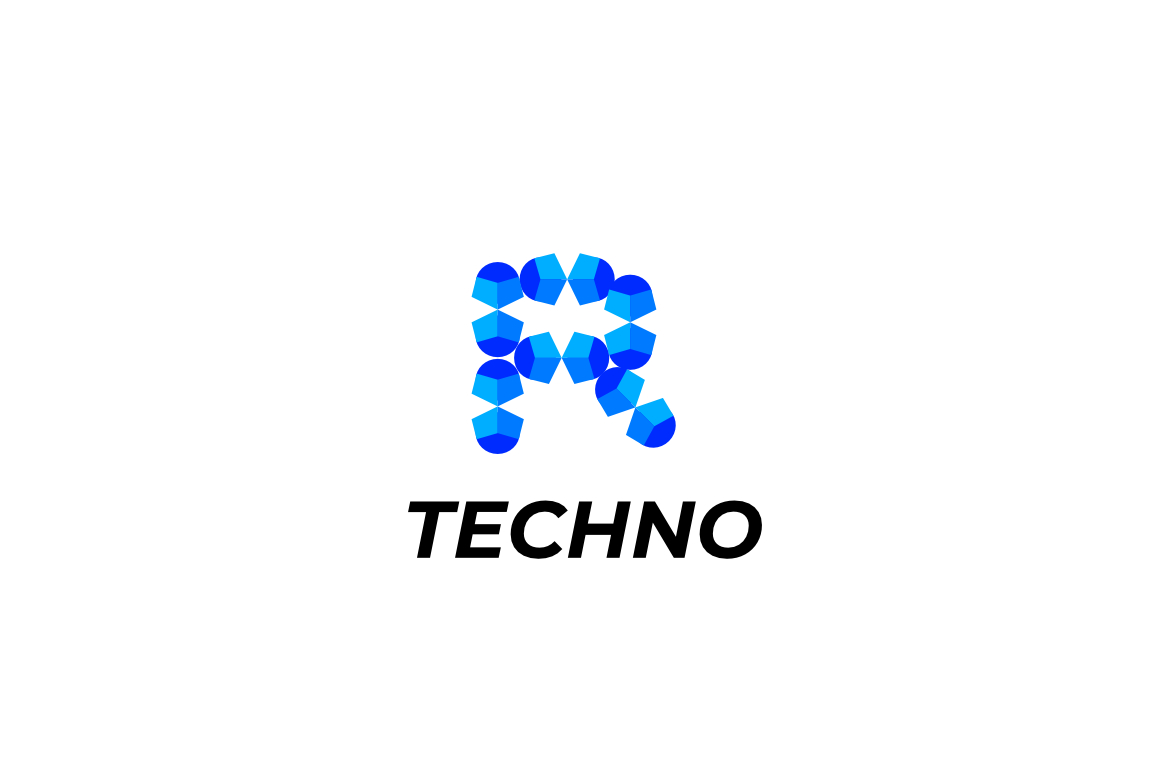 Letter R Modern Blue Tech Logo