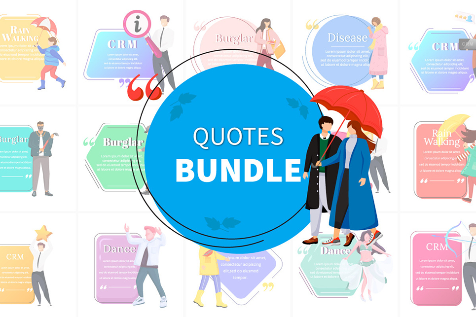 Quotes Template With Illustrations Bundle