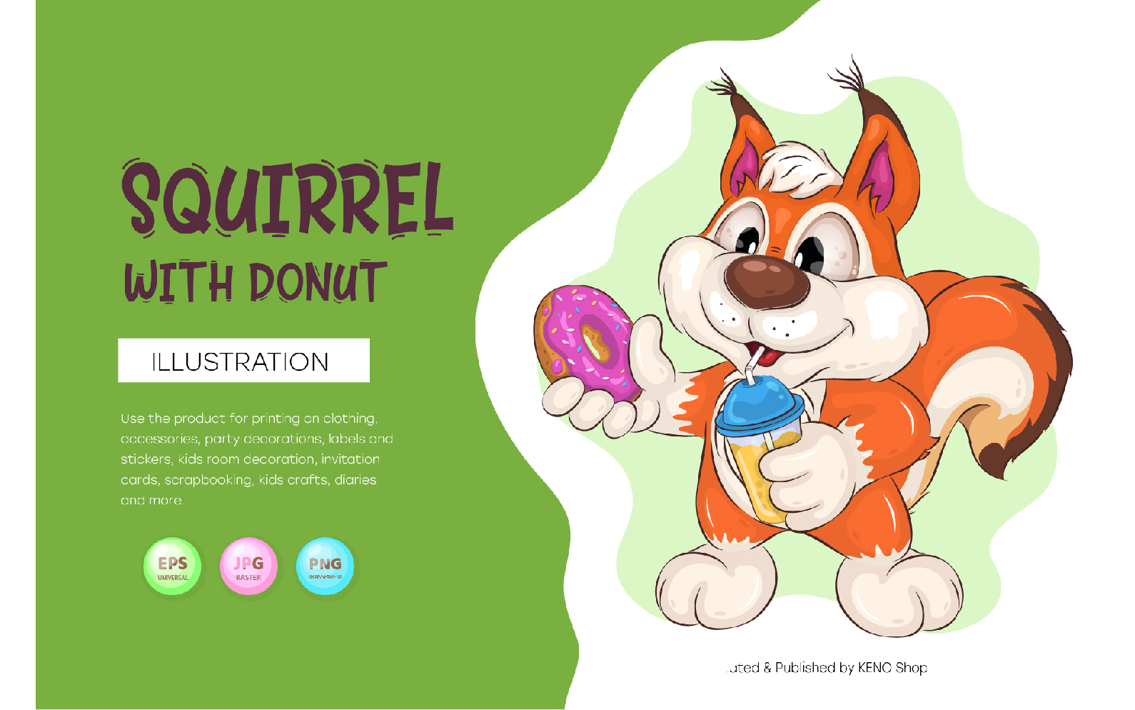Cartoon Squirrel With Donut Clipart Vector