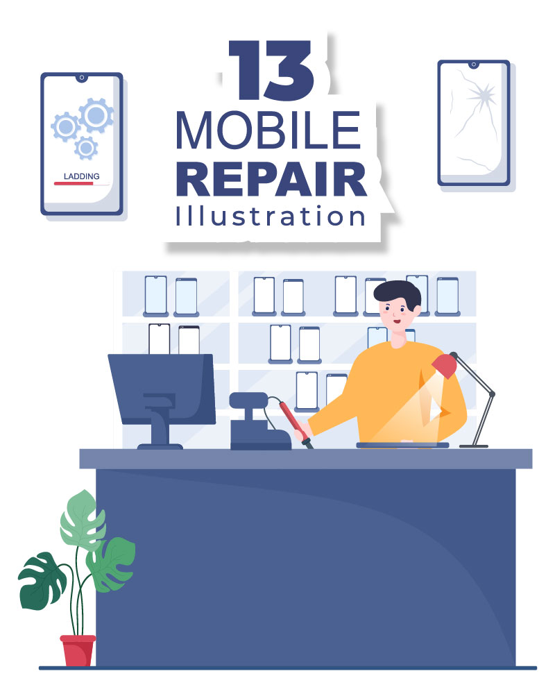 13 Mobile Repair Telephone Illustration