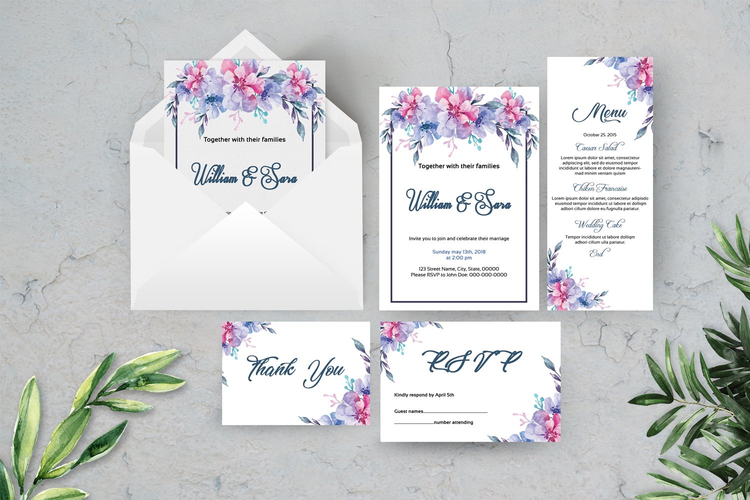 Wedding Invitation Suite Corporate Identity Template