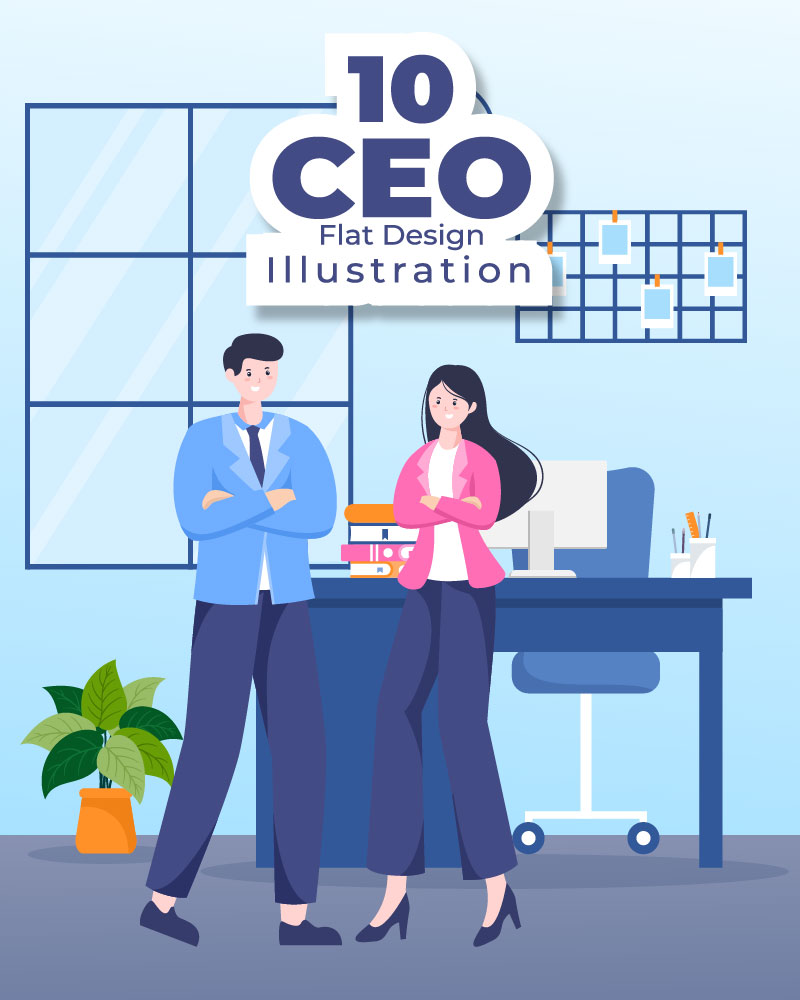10 CEO Businessman Cartoon Illustration
