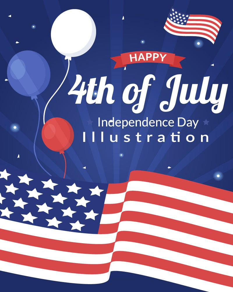 14 4th July Happy Independence Day USA Illustration