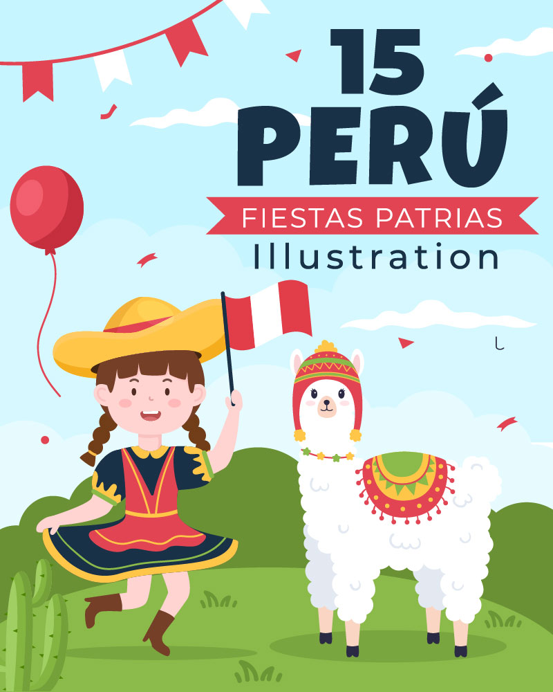 15 Fiestas Patrias Peru Illustration